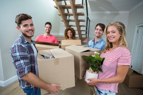 Moving home in Stockwell with packed boxes and local street access