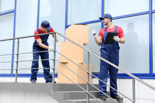 Commercial moving team planning a Stockwell business relocation